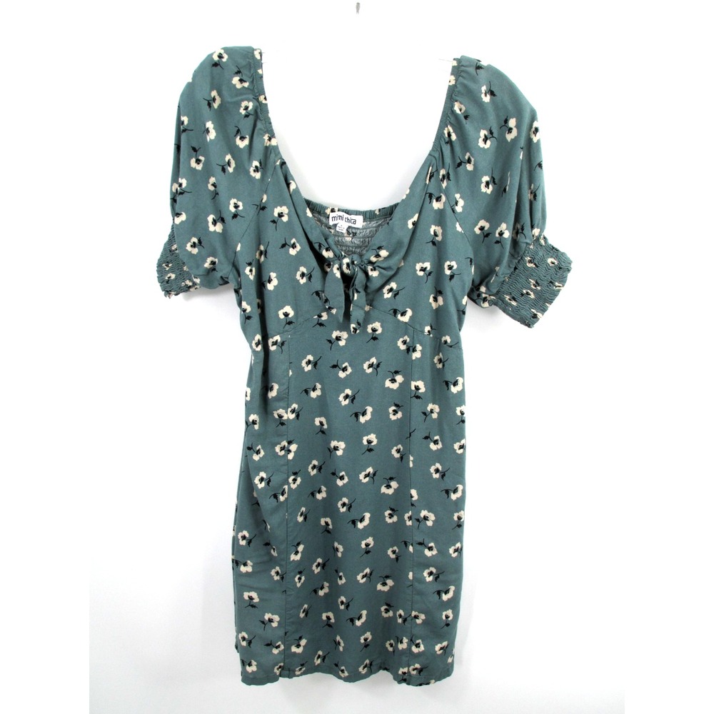 Mimi Chica Green Floral Midi Baby Doll Dress Womens L Cottagecore Boho 102801A5